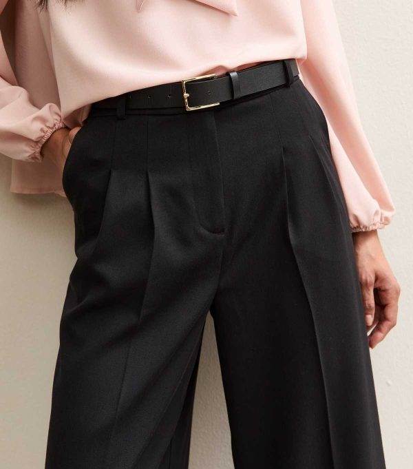 Black Belted Wide Leg Tailored Trousers Black Belted Wide Leg Tailored Trousers