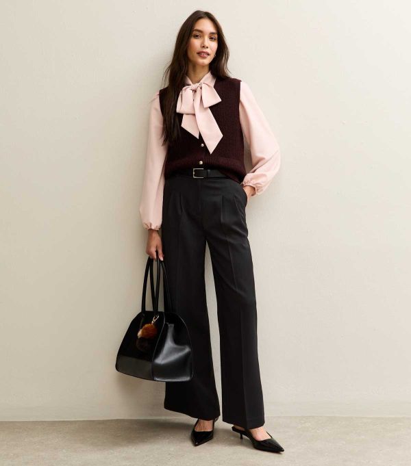 Black Belted Wide Leg Tailored Trousers Black Belted Wide Leg Tailored Trousers