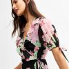 Black Chiffon Floral Print Mini Wrap