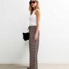 Black Ribbed Striped Wide Leg Trousers