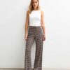 Black Ribbed Striped Wide Leg Trousers