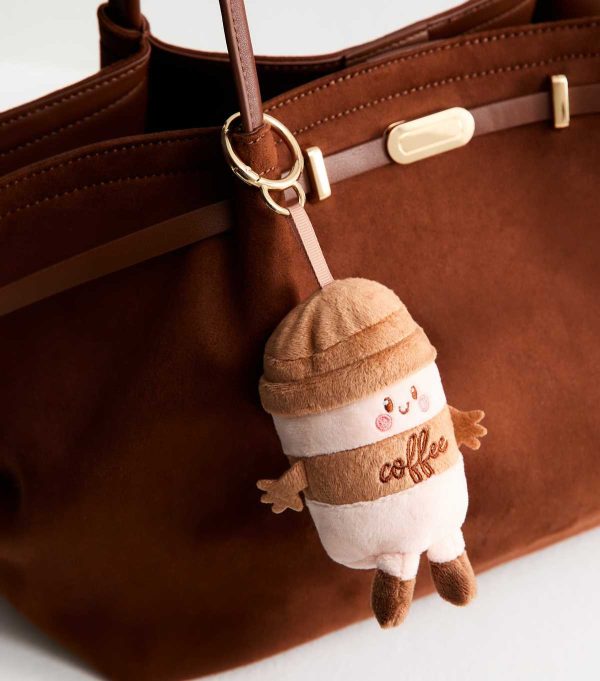Brown Coffee Cup Plush Bag Charm