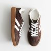 Brown Faux Suede Contrast Panelled Lace Up Trainers
