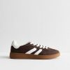 Brown Faux Suede Contrast Panelled Lace Up Trainers