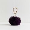Burgundy Fluffy Pom Pom Bag Charm
