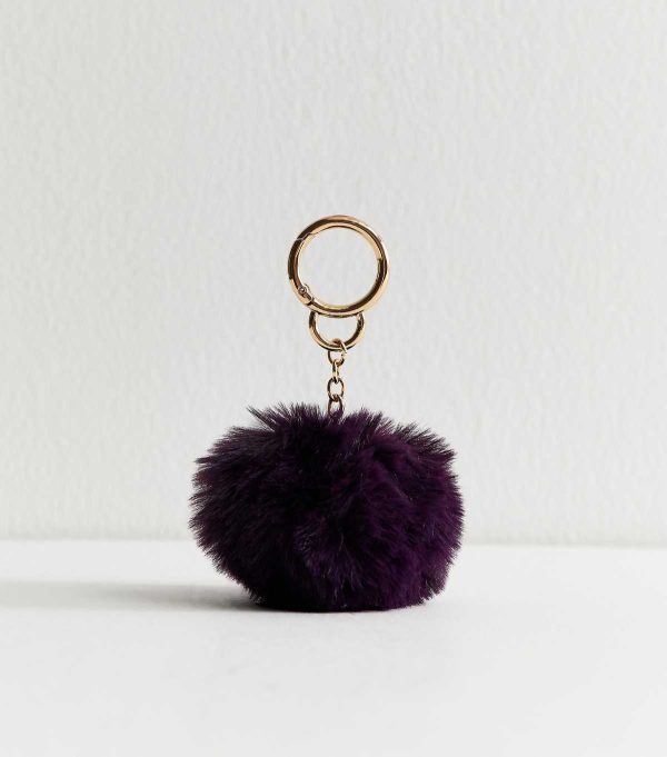 Burgundy Fluffy Pom Pom Bag Charm