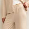 Cream Soft Touch Wide Leg Brushed Trousers
