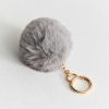 Grey Fluffy Pom Pom Bag Charm