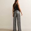 Gunmetal Sequin Soft Touch Wide Leg Trousers