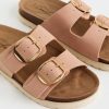 Light Pink Cork Sole Double Strap Mule Sandals