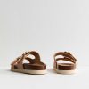 Light Pink Cork Sole Double Strap Mule Sandals