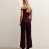 Petite Burgundy Satin Wide Leg Trousers