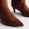 Slim Calf Fit Brown Faux Suede Knee High Boots