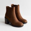 Tan Faux Suede Chelsea Ankle Boots