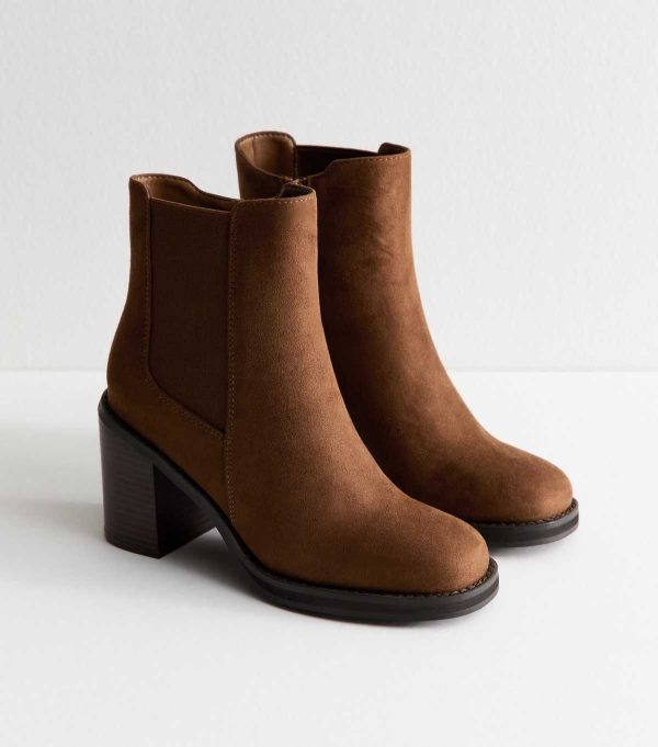 Tan Faux Suede Chelsea Ankle Boots