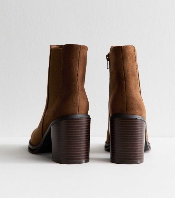 Tan Faux Suede Chelsea Ankle Boots