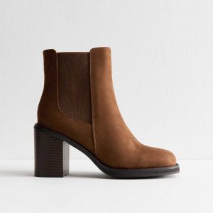 Tan Faux Suede Chelsea Ankle Boots