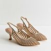 Wide Fit Gold Bling Mesh Slingback Court Shoes