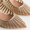 Wide Fit Gold Bling Mesh Slingback Court Shoes