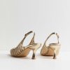 Wide Fit Gold Bling Mesh Slingback Court Shoes
